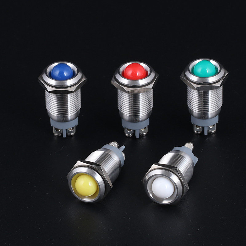 led金属指示灯220v24v12v小型直流16mm19mm22mm防水信号灯led指示灯