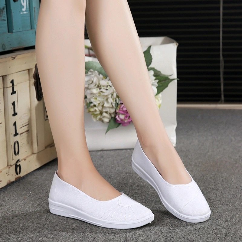 平底护士白色白软底夏季防臭防滑医院美容院布鞋单鞋