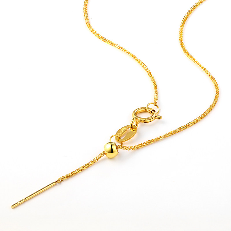 正品锁骨素链调节au750男女白金金锁骨金玫瑰18k颈饰