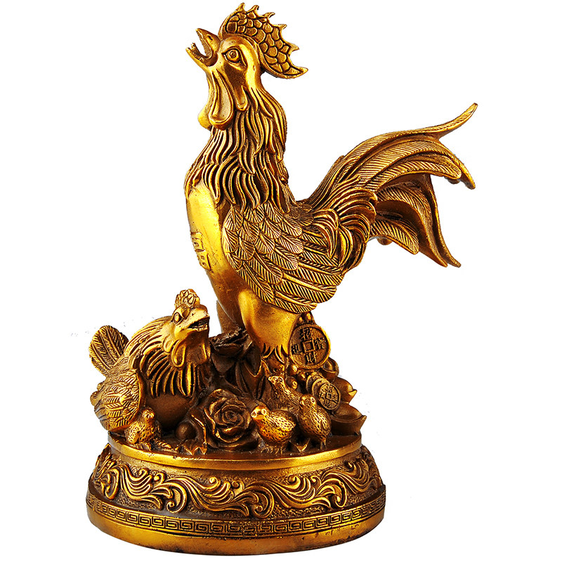 摆件祥云阁纯铜大号母鸡元宝全家福金鸡风水工艺品摆件