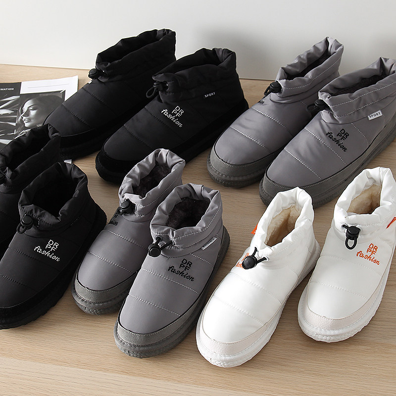 blue防风防雨情侣松紧抽绳脚口加绒加厚雪地时尚雪地靴