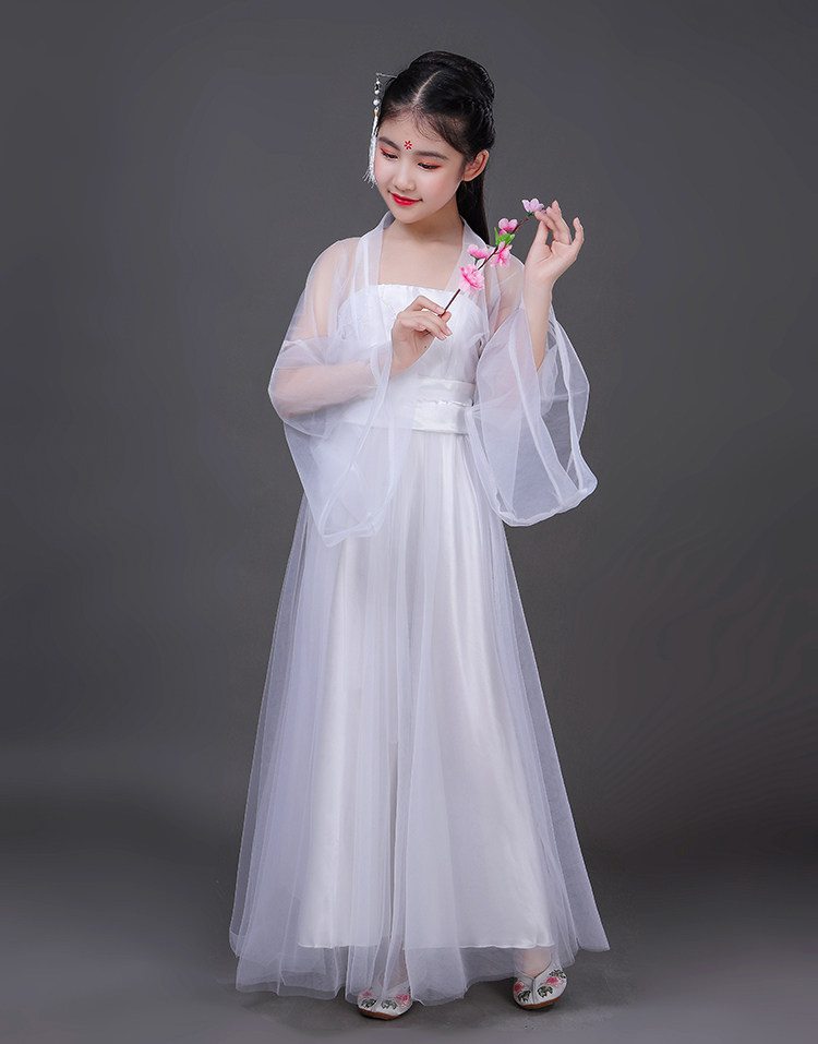 儿童古装服装cos仙女绣花汉服白色公主贵妃儿童演出服