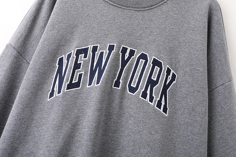 brandymelvillebm官网newyork字母刺绣上衣女春季宽松圆领卫衣