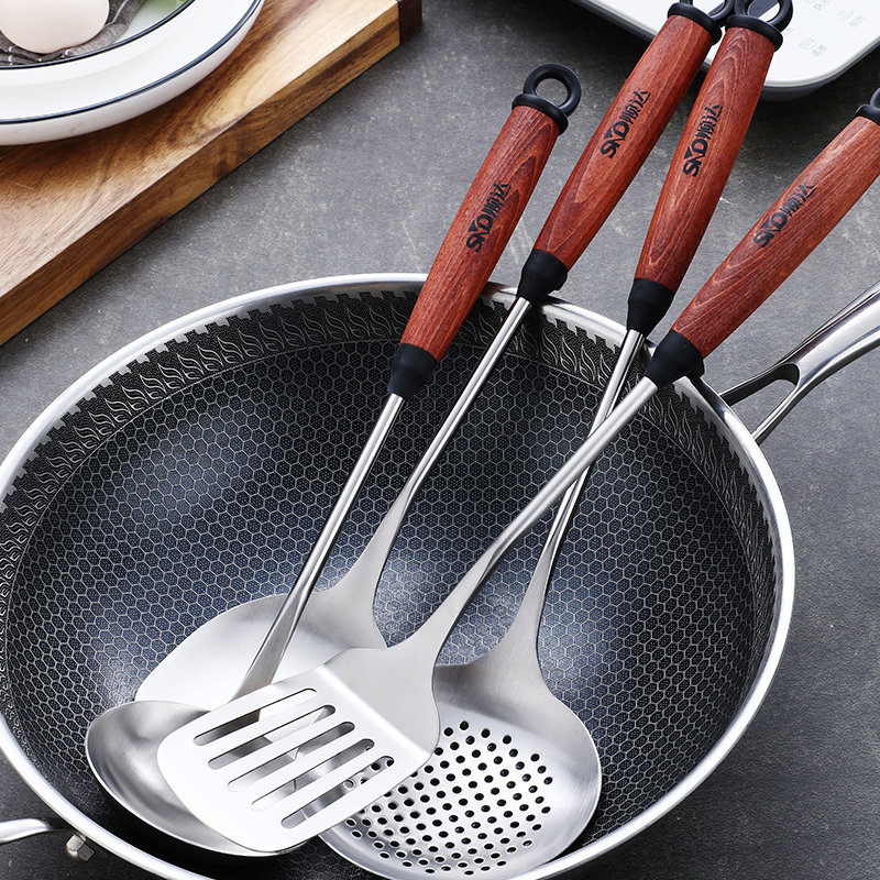 铲子顺达炒菜厨具汤勺家用木柄铲勺套装耐热加厚锅铲