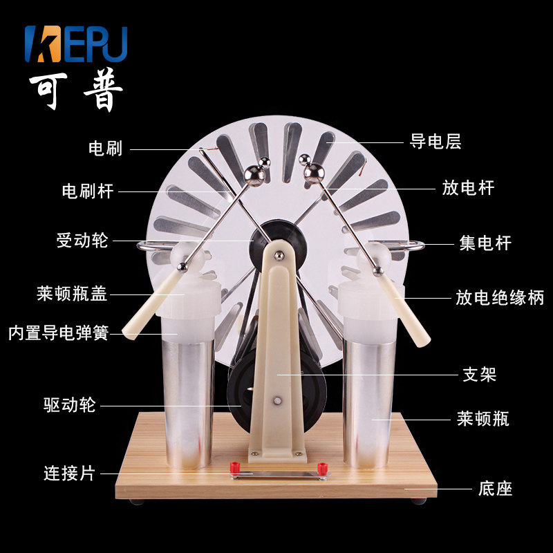 电机起电发生器手动教学仪器发电机感应尖端莱顿瓶电火花教学仪器
