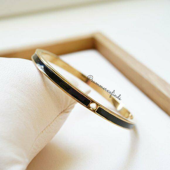 spadekate金色黑色搪瓷punch手镯holethin手镯