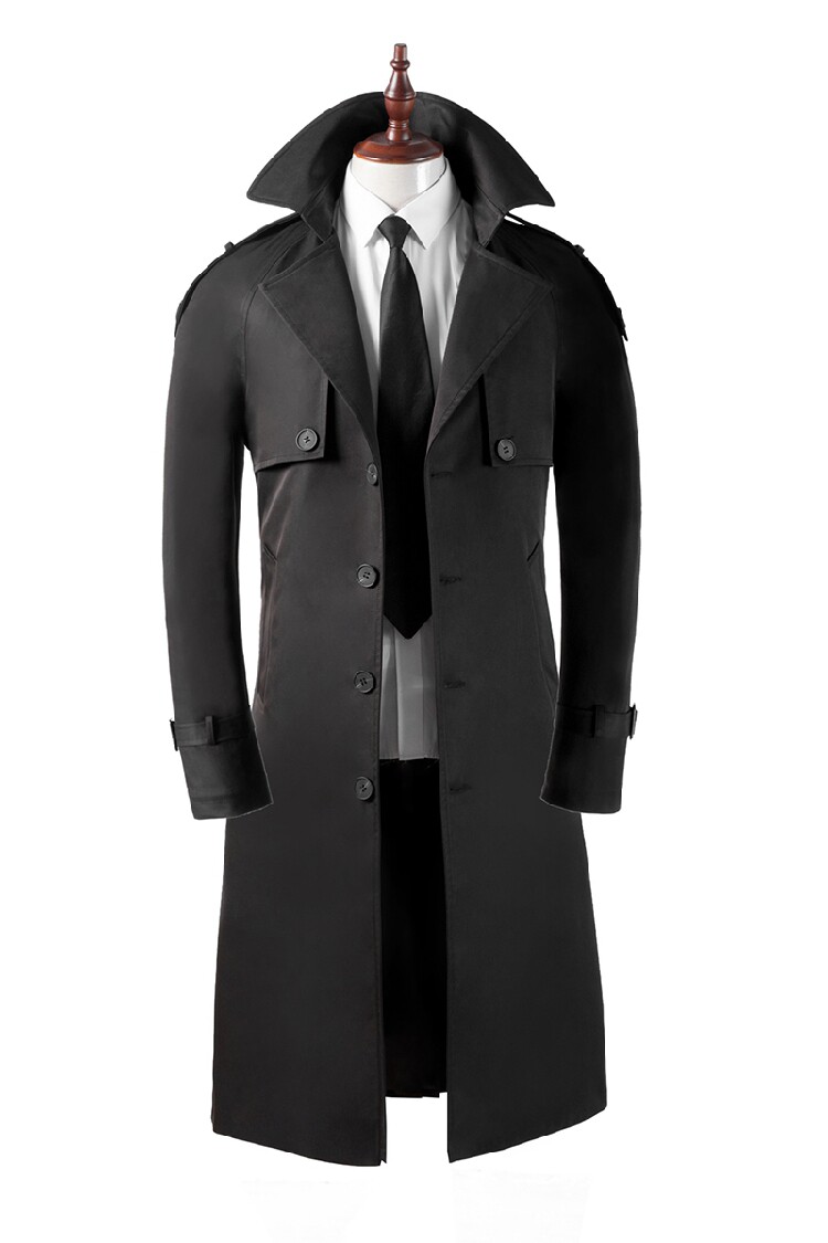 2020春秋新款潮男男士风衣超长过膝修身商务风衣