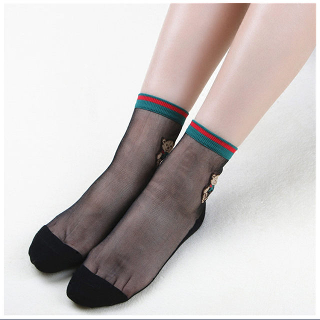 Korea transparent glass stockings children crystal ice silk socks Japanese cartoon small bear cotton bottom breathable anti-skid medium stockings Korea transparent glass stockings children crystal ice silk socks Japanese cartoon small bear cotton bottom breathable anti-skid medium stockings