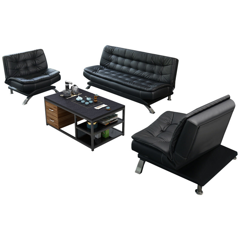 办公沙发床简约现代三人位可折叠商务接待办公室沙发茶几组合套装