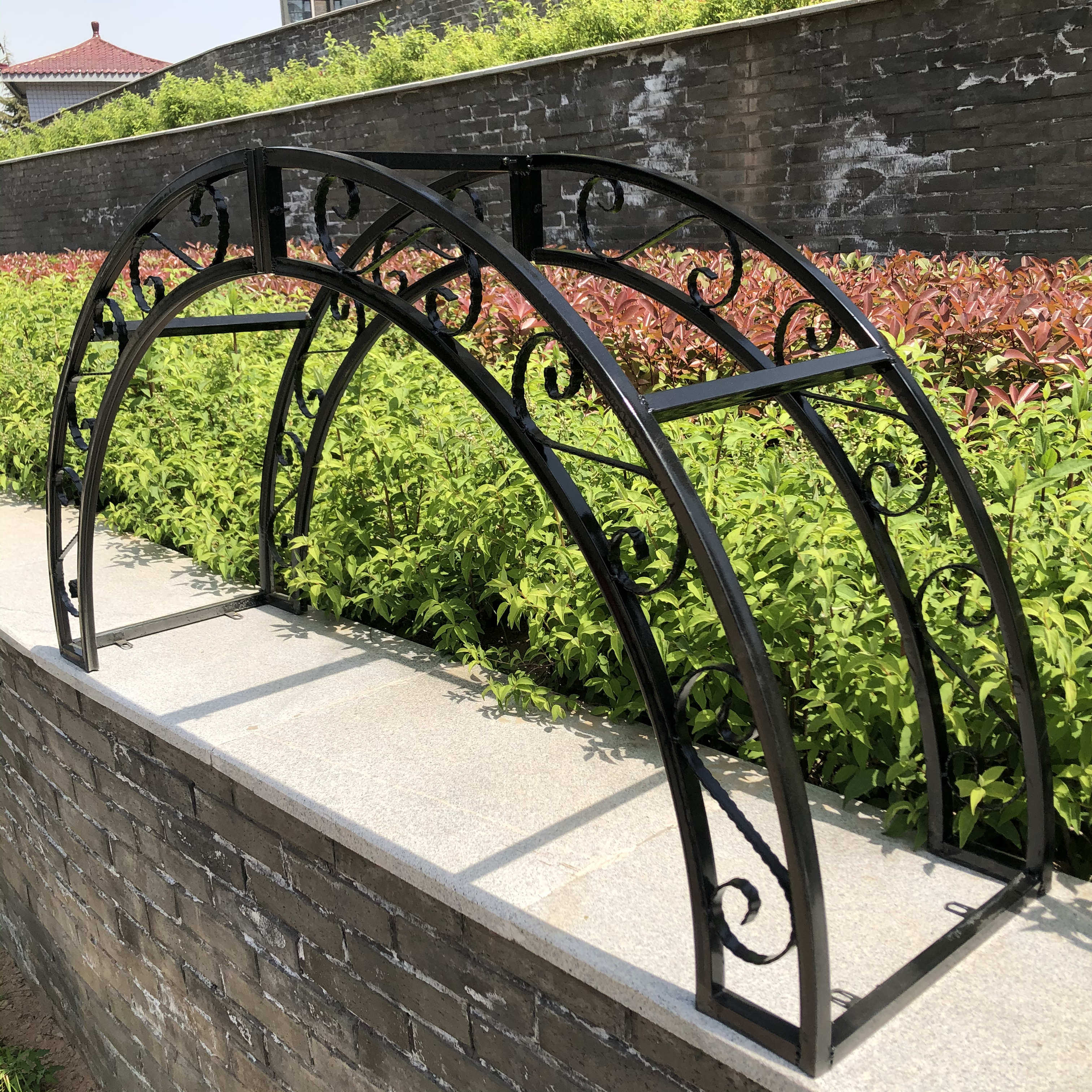 铁艺拱门花架门垛顶部别墅架子庭院门柱拱形鲜花拱门