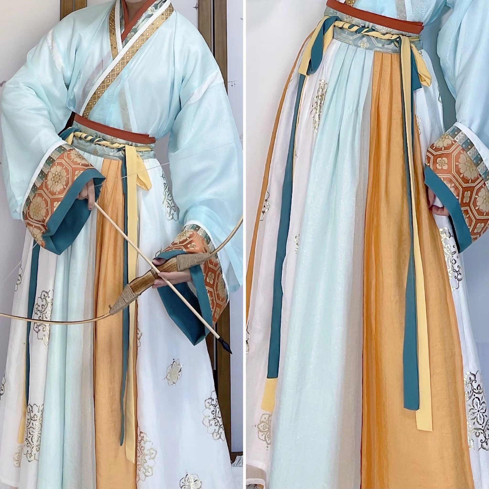 羽月司衣局游乐原创襦男女同款汉服撞色魏晋破裙民族服装