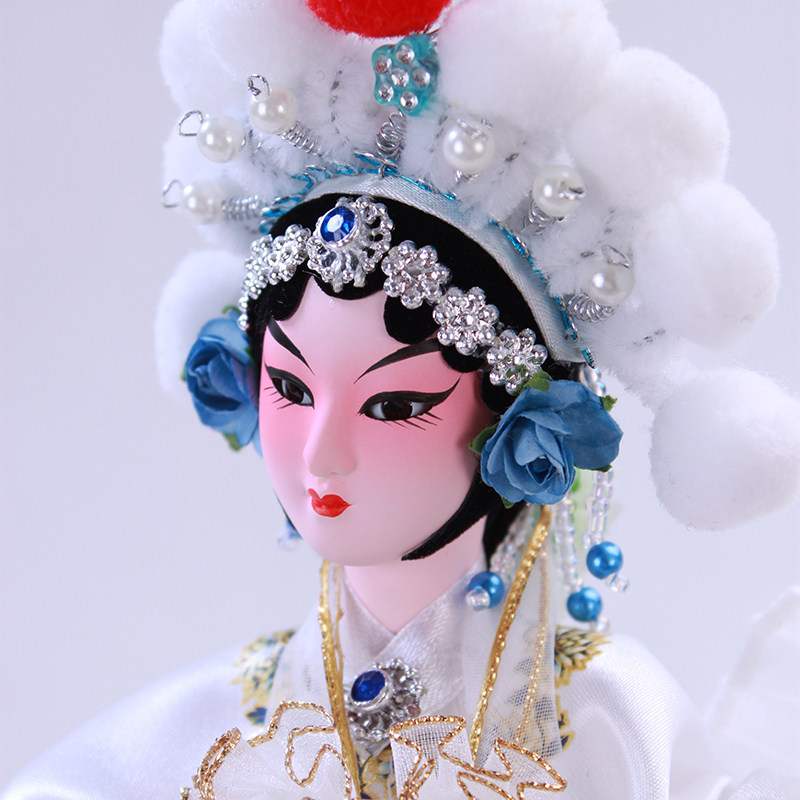 唐人绢人特色工艺品桌面摆件京剧脸谱人物白蛇白素贞绢人
