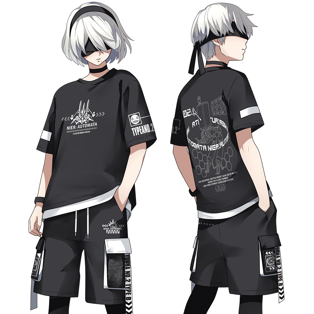 漫趣尼尔机械纪元动漫套装夏季两件圆领短袖动漫t恤