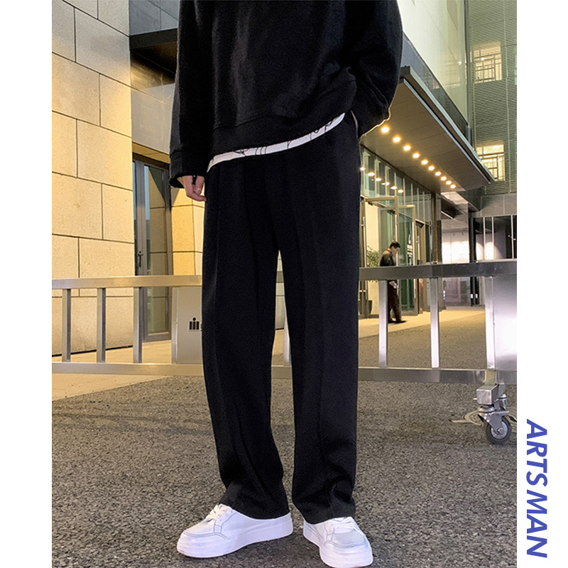 黑色卫裤男宽松直筒休闲裤春秋垂感拖地裤潮流百搭男生阔腿运动裤