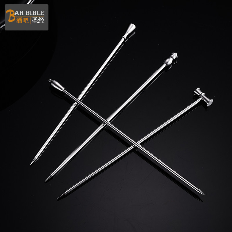 酒吧调酒不锈钢酒签鸡尾酒水果鸡尾马天尼橄榄蜜饯水果叉