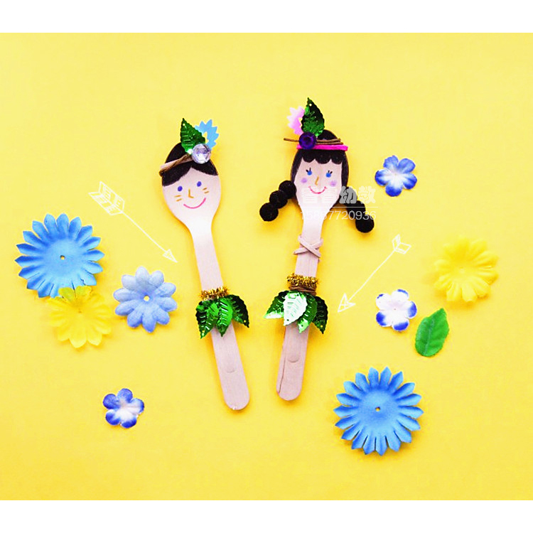 儿童diy小木勺子叉子创意美术白胚美手工创意粘贴类