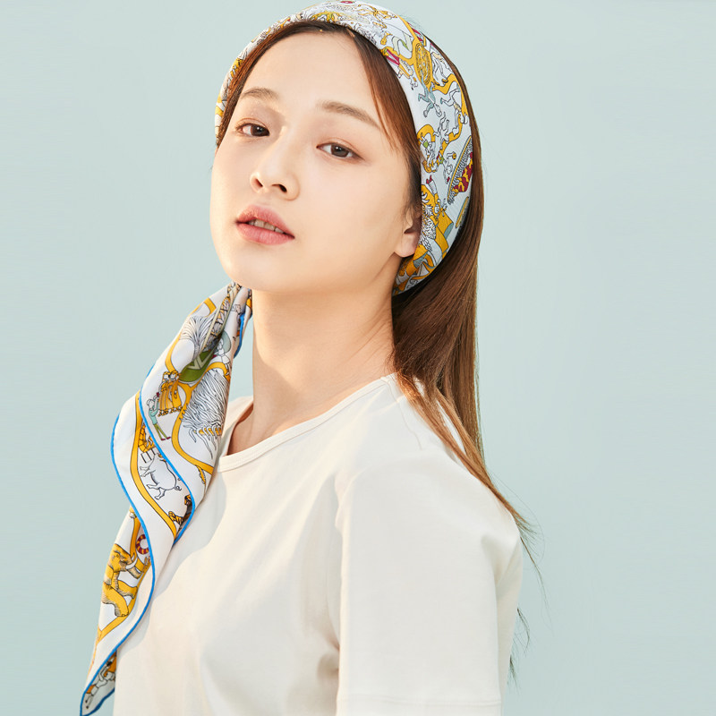 上海故事百搭洋气妈妈丝巾发带送礼斑斓假日春秋季真丝大方巾女款