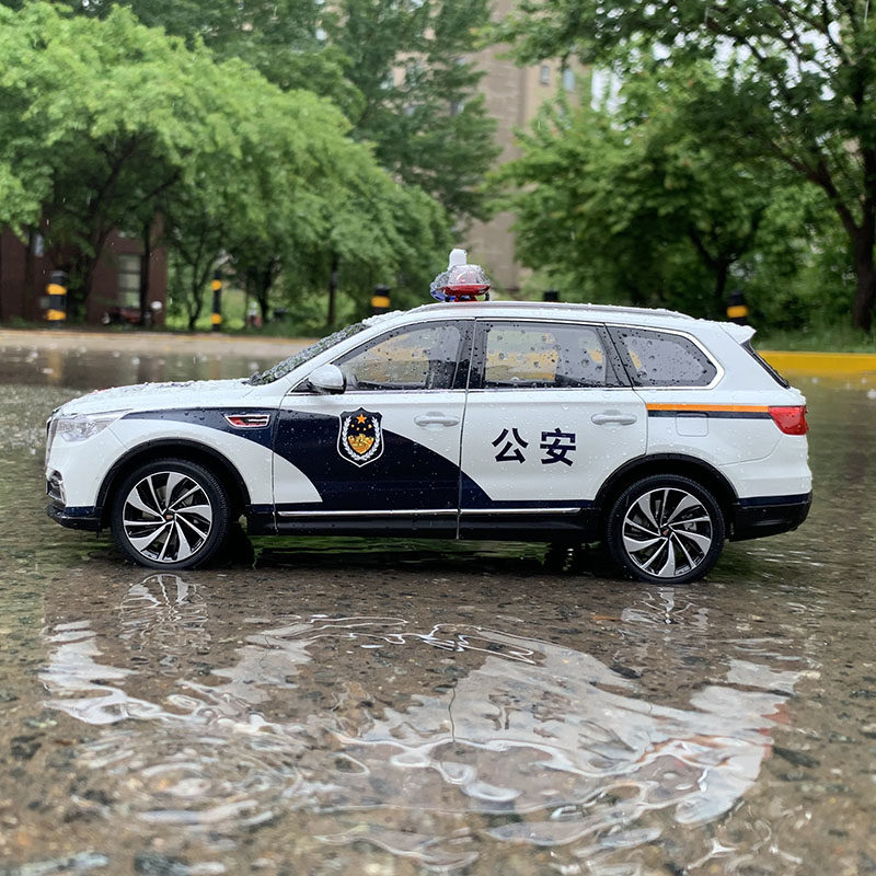 国产原厂车模红旗hs7警车suv公安车模