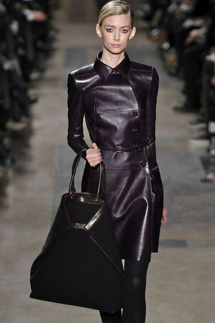 2018秋冬装新款双排扣女士修身中长款皮衣风衣水洗皮 大衣外套女