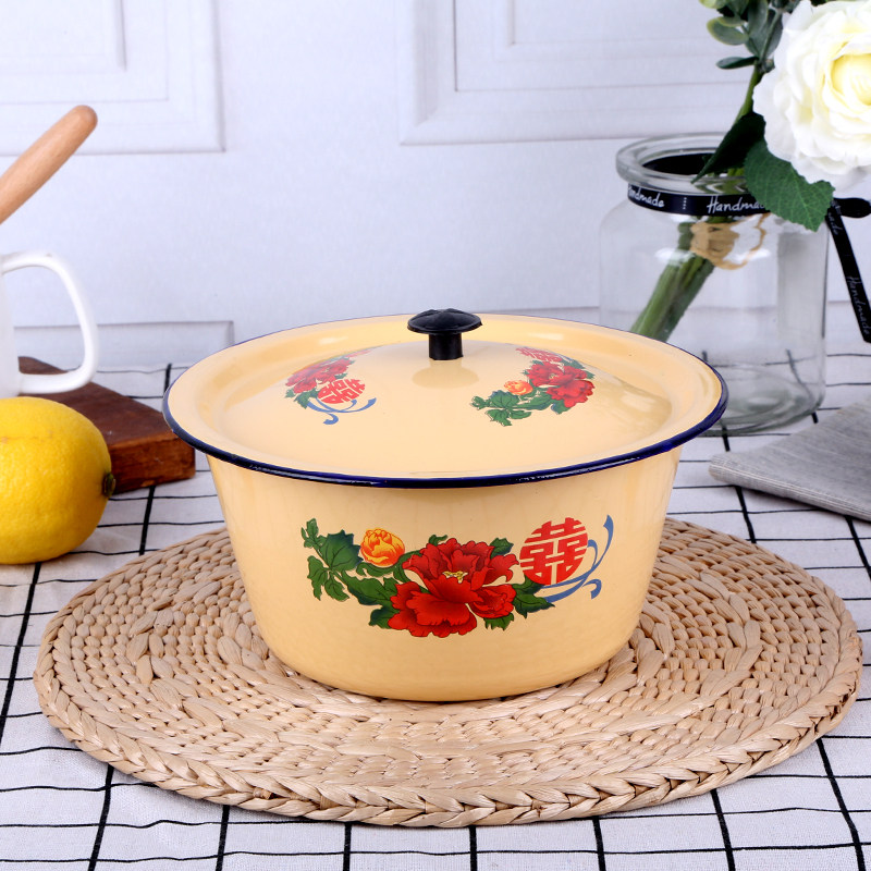 搪瓷盆带菜盆怀旧老式汤盆调料猪油厨房家用盆