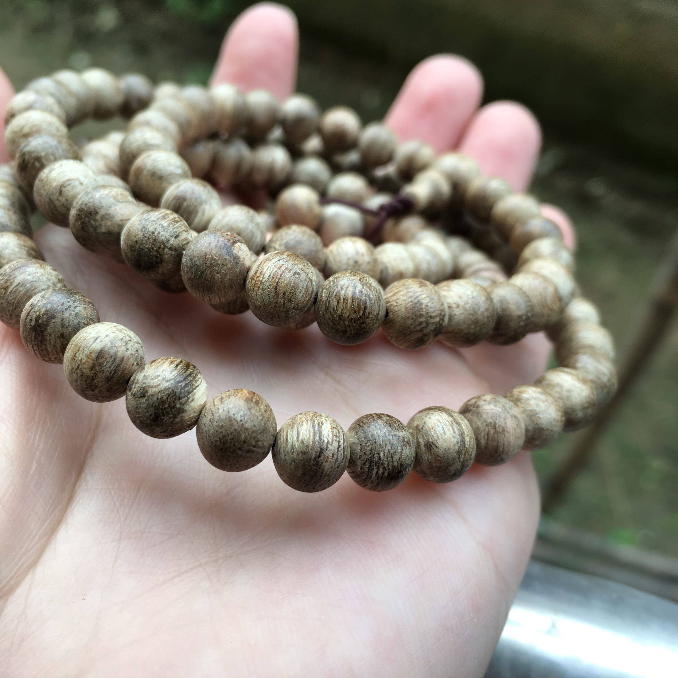 花果香甜醇厚海南沉香手串佛珠念珠6mm虫漏佛珠