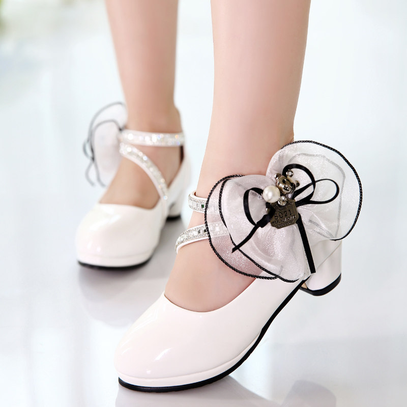 公主高跟演出白色8女童皮鞋儿童礼服小女孩12岁皮鞋