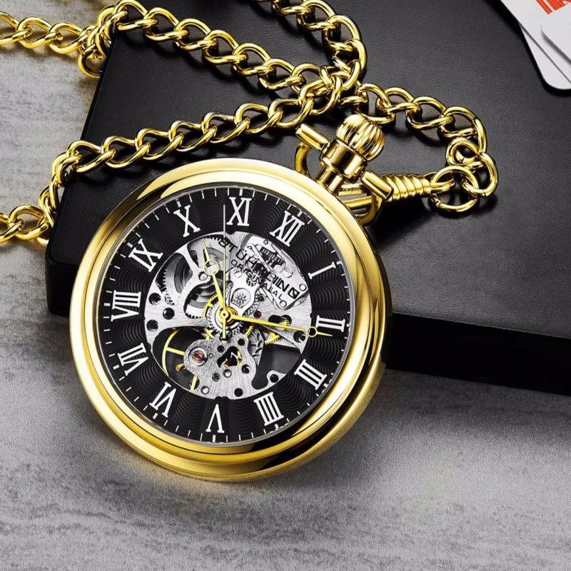 美国直邮stuhrling 施图灵镂空进口复古手动机械防水男女怀表47mm