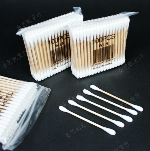 棉签化妆品百分百高级棉花花球棉棒100根装双头一次性棉签