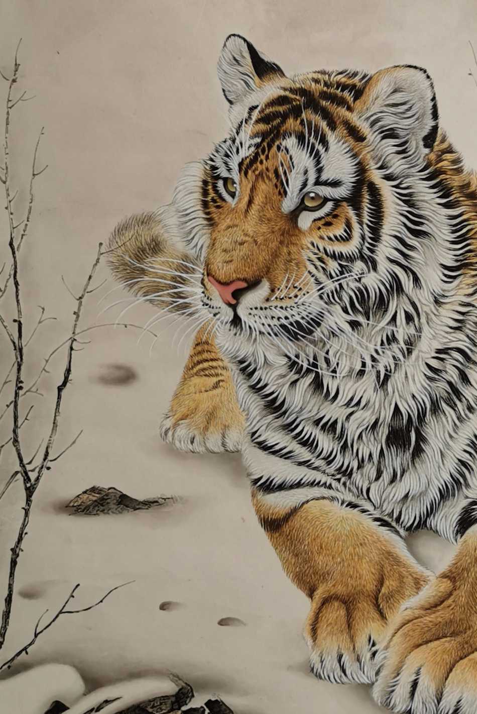 作品国画工笔画翎毛走兽动物老虎临摹一鸣老师文房四宝