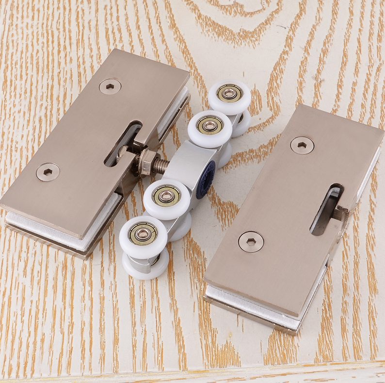 浦恒玻璃移门吊轮浴室卫生间玻璃门吊滑推拉门滑轮配件8轮玻璃夹