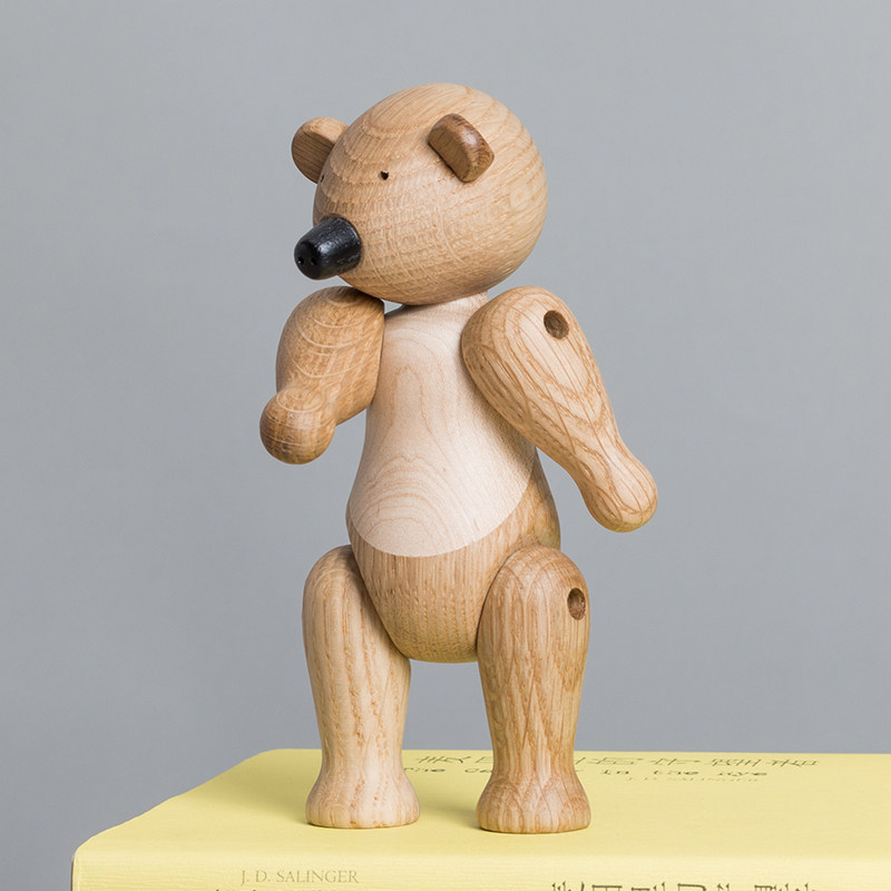 木头小熊仿真动物儿童玩具北欧ins摆件样板房饰品仿真