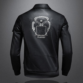 2023 ລະດູໃບໄມ້ປົ່ງແລະລະດູໃບໄມ້ປົ່ງແບບໃໝ່ທາງທະຫານແບບ Aviator Leather Jacket Men's Large Slim Lapel Embroidered Men's Leather Jacket