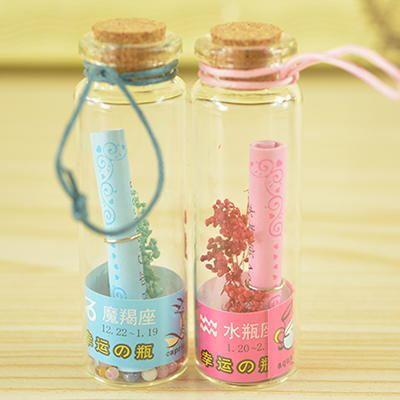 12星座许愿瓶 小号木塞漂流瓶 星星瓶 创意家居幸运瓶