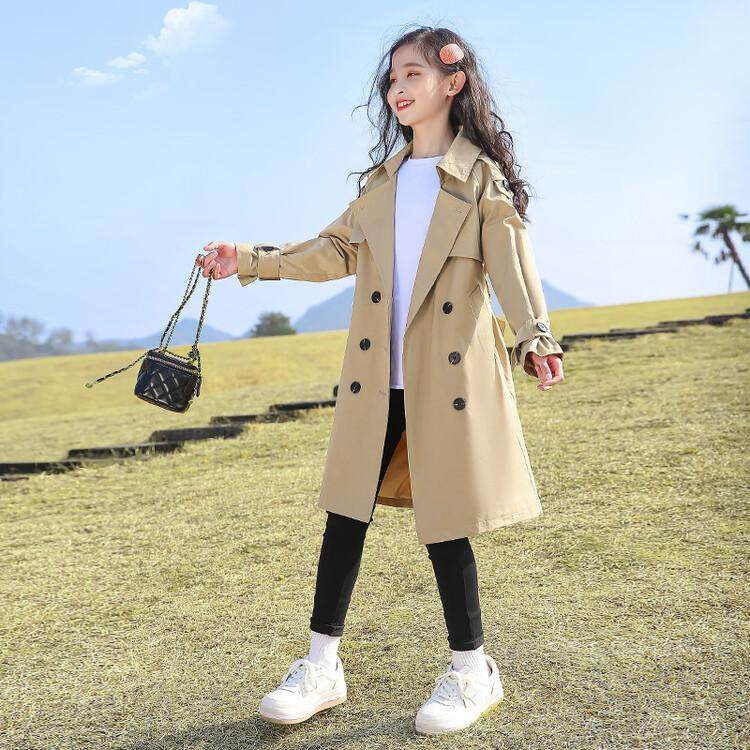 女童外套2022年秋装新款洋气韩版中大时髦春秋风衣