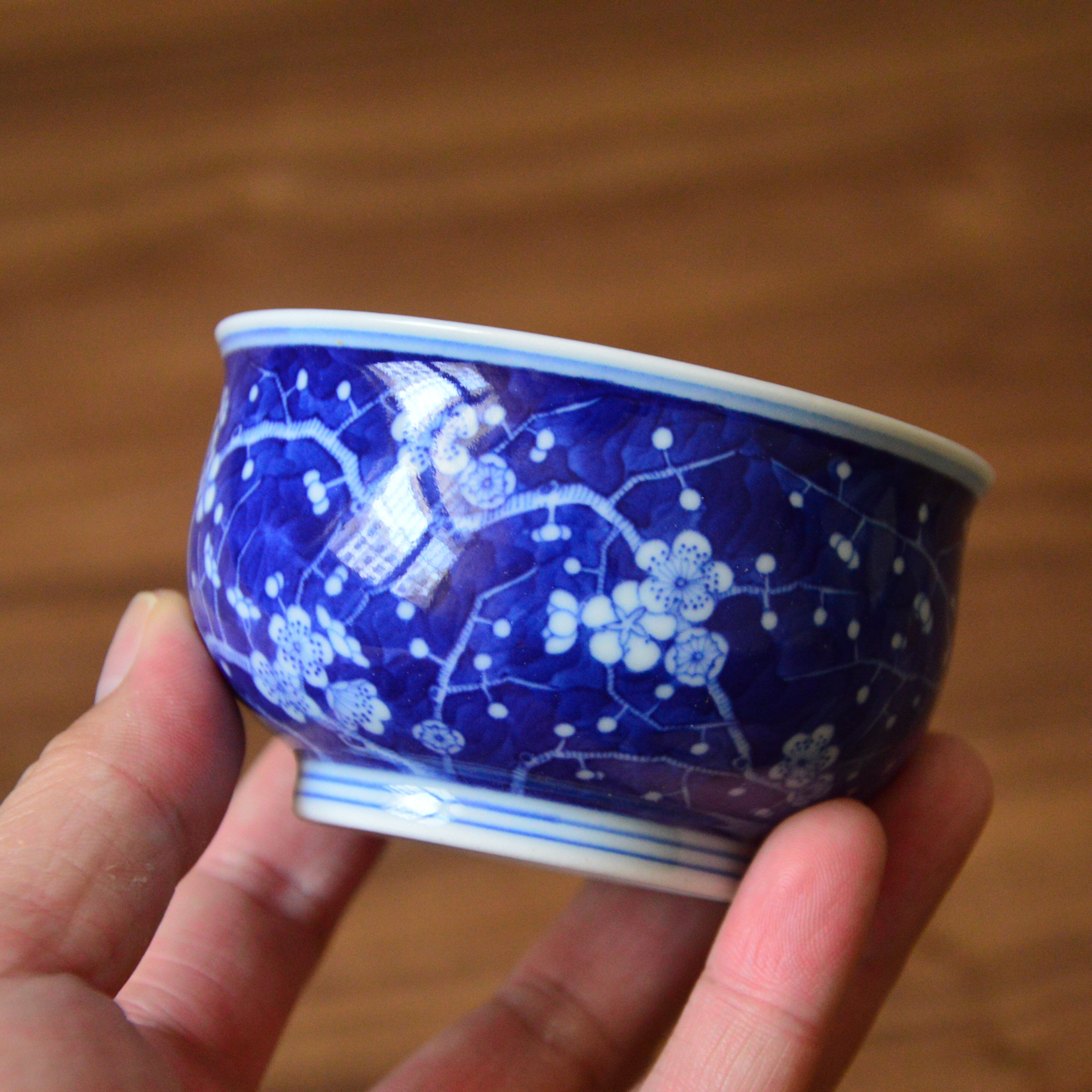 景德镇太朴柴窑冰梅炉式杯手绘满工青花瓷品茗主人茶杯