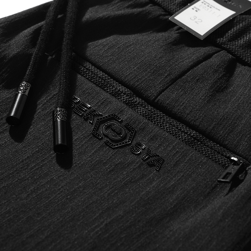 夏季暗纹松紧腰裤子男士休闲裤中年男裤弹力运动裤卫裤宽松父亲裤