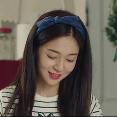 韩剧女主角同款发饰软布蝴蝶结蓝色宽边百搭发箍发饰