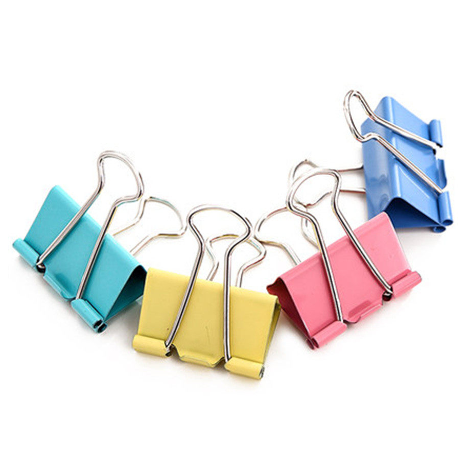 长尾12个得力855151mm彩色燕尾票夹票夹