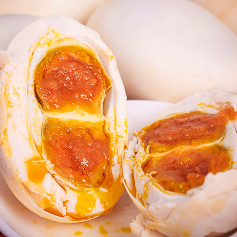 黄金丝咸鸭蛋马踏湖特产红泥腌制红心双黄流油100g鸭蛋