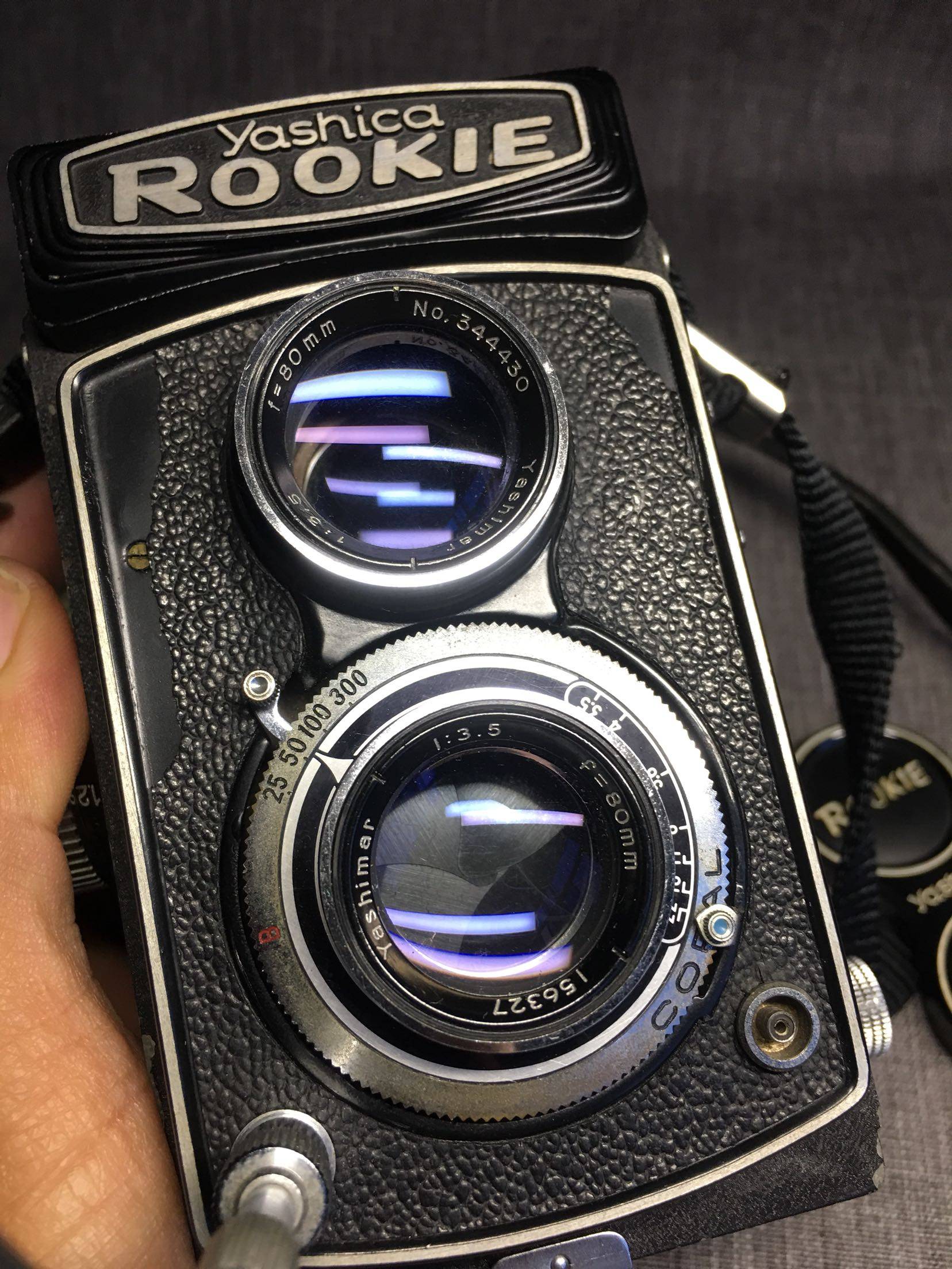 yashica雅西卡rookie120双反胶片胶卷功能复古中古黑色金属旁轴相机