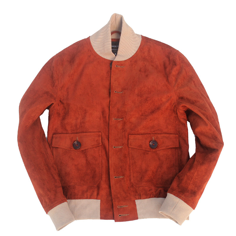 复古bomberjacket束腰夹克2022春装外套麂皮短款夹克