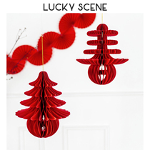(auspicious props) New Years New Years New Years New Years New Years New Years folded honeycomb paper lantern Spring Festival festive decorations hang decorations