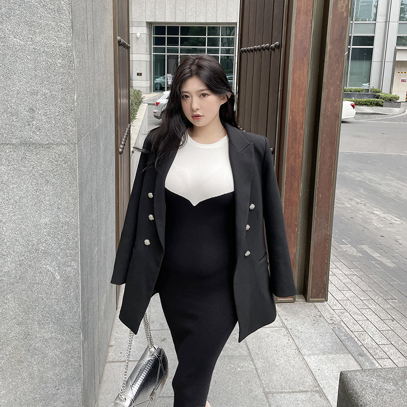 周白子大码胖显龄微超减外套西装扣女双排新款西装