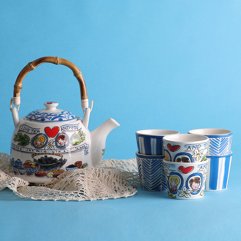 blond陶瓷水杯茶壶碗碟家用餐具荷兰出口卡通碗