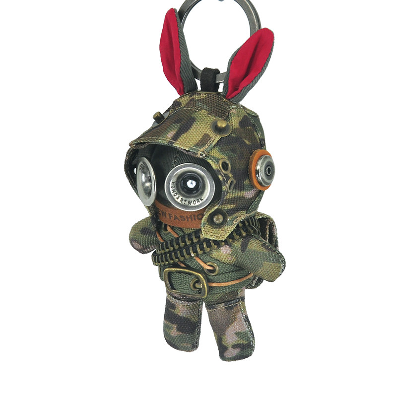 蒸汽精灵原创陆战兵之兔子军装迷彩子弹链版个性钥匙扣