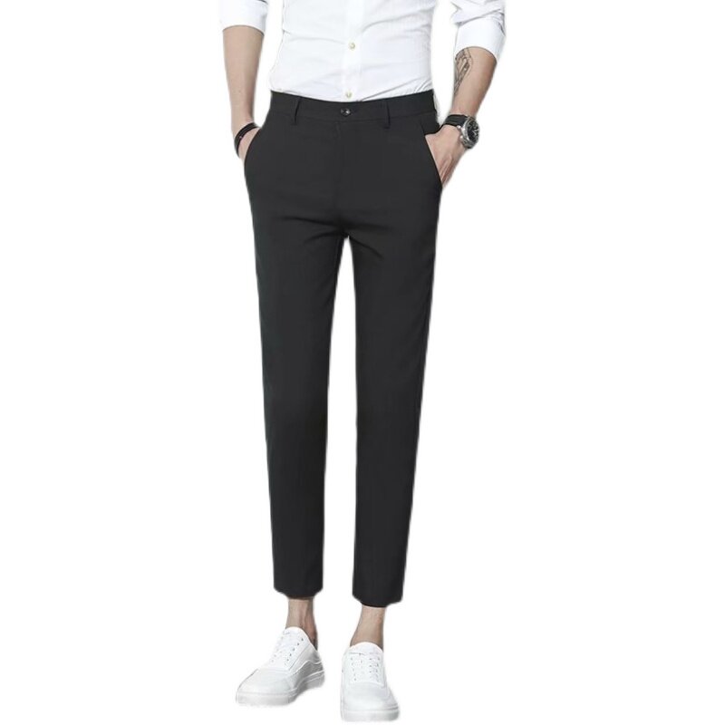 高级西裤男士痞帅九分夏季无痕弹力力轻熟风西裤