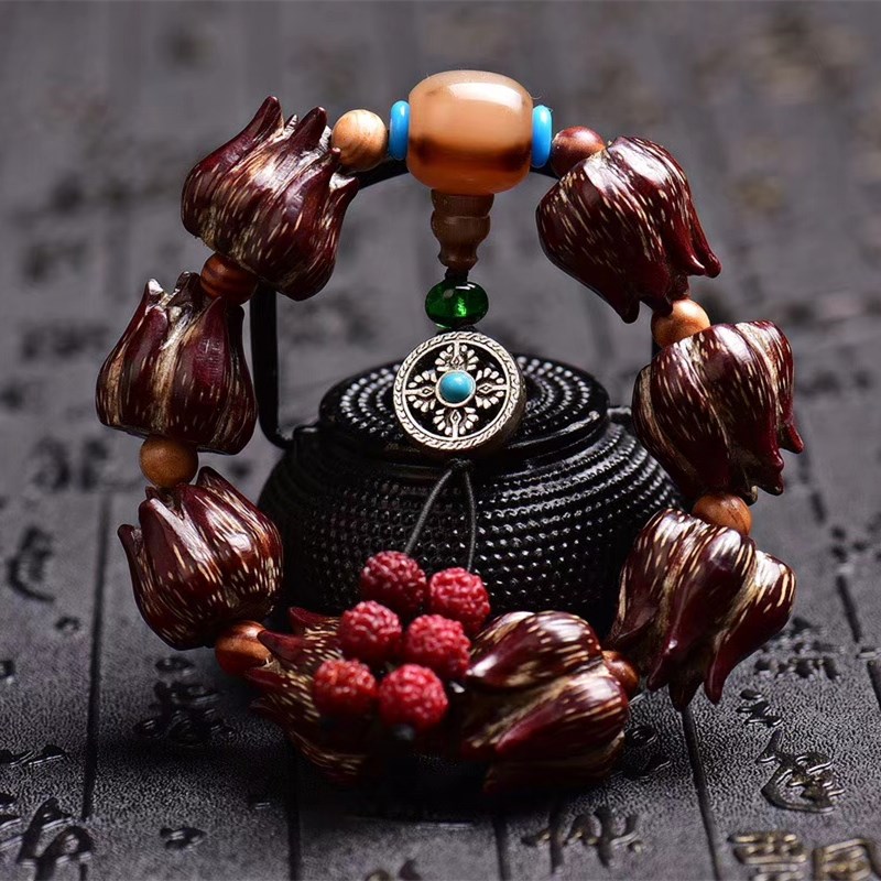 莲花精品天然滴血手串极品原籽血滴菩提提子佛珠