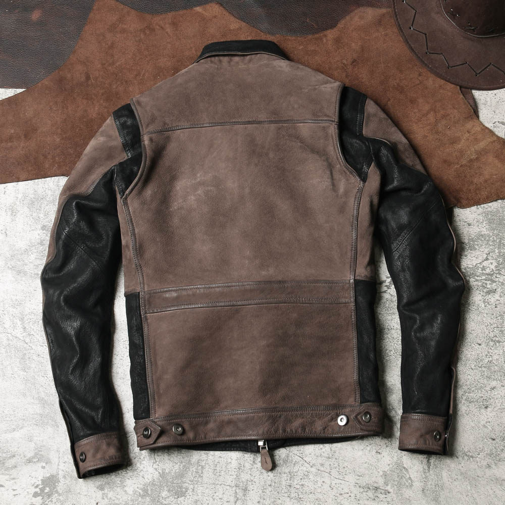 复古做旧m65皮衣头层牛皮猎装皮夹克男士翻领皮衣