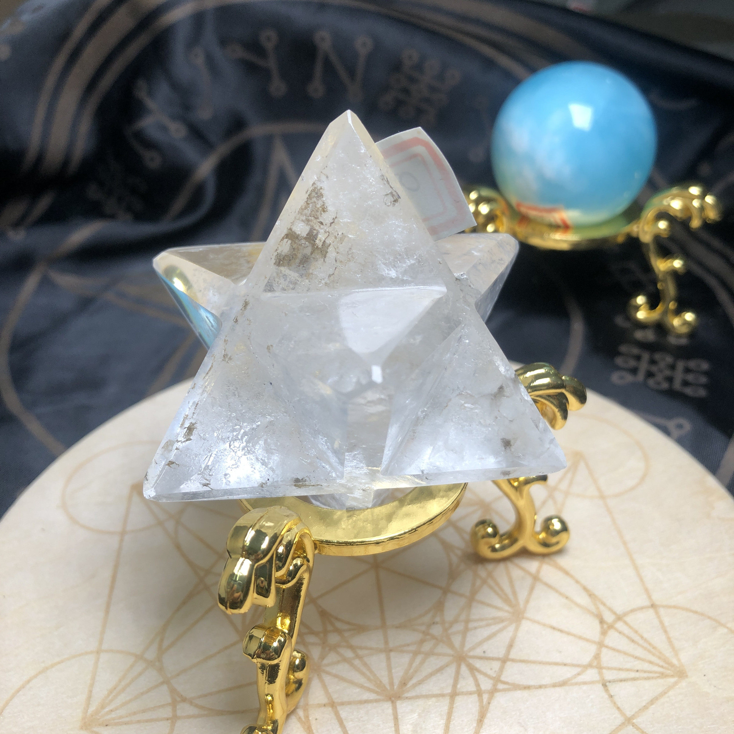 一物一图实拍天然喜马马拉雅白水晶冰晶梅尔卡巴奇石