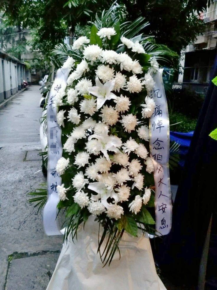 杭州鲜花圈菊花祭奠扫墓白事丧事葬礼悼念殡仪花圈花篮同城速递